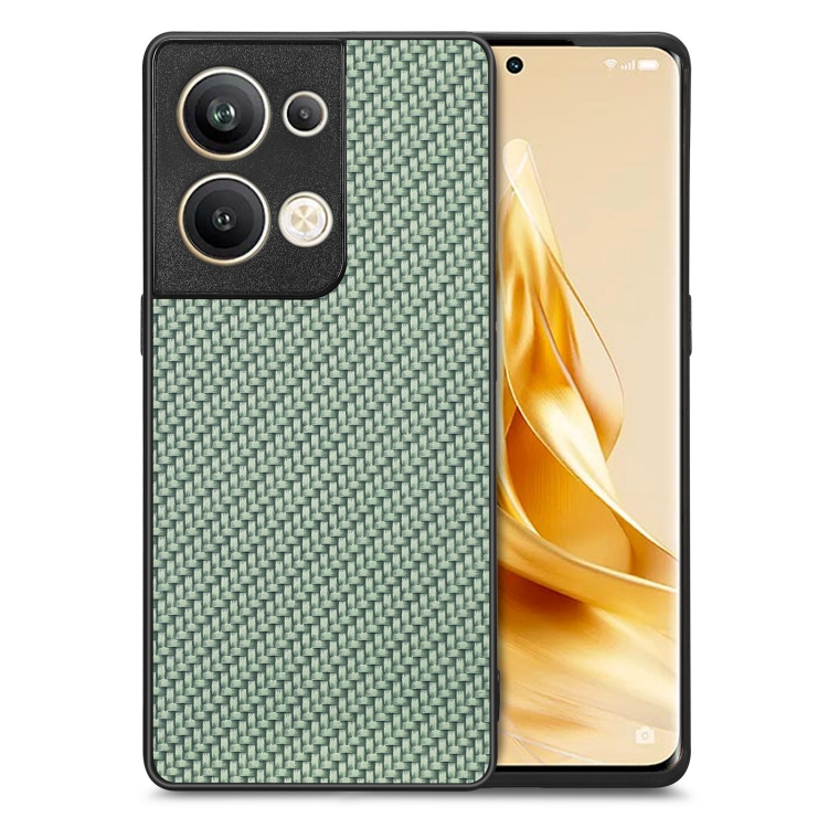 

For OPPO Reno9 Pro+ Carbon Fiber Texture Leather Back Cover Phone Case(Green)