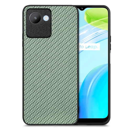 

For Realme C30 Carbon Fiber Texture Leather Back Cover Phone Case(Green)