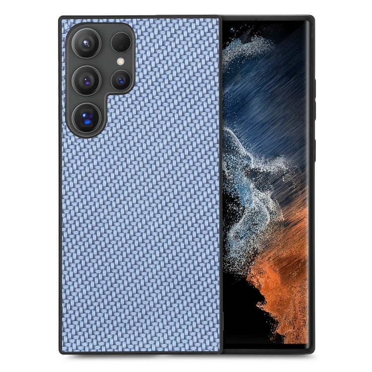 

For Samsung Galaxy S25 Ultra 5G Carbon Fiber Texture Leather Back Cover Phone Case(Blue)