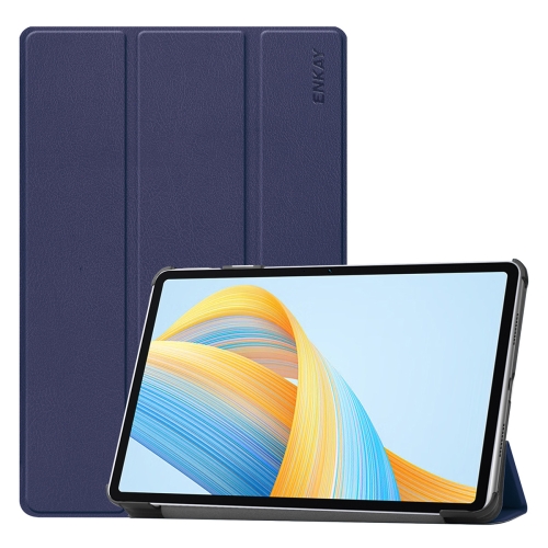 

For Honor Pad V8 ENKAY Tri-fold Custer Texture Leather Smart Tablet Case(Dark Blue)