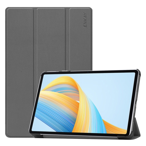 

For Honor Pad V8 ENKAY Tri-fold Custer Texture Leather Smart Tablet Case(Grey)