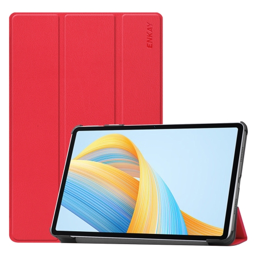 

For Honor Pad V8 ENKAY Tri-fold Custer Texture Leather Smart Tablet Case(Red)