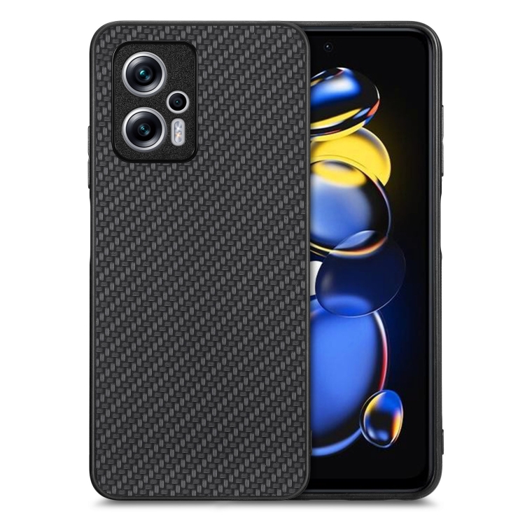 

For Redmi Note 11T Pro 5G Carbon Fiber Texture Leather Back Cover Phone Case(Black)