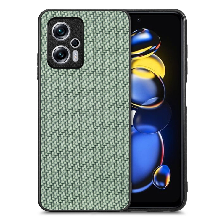 

For Redmi Note 11T Pro 5G Carbon Fiber Texture Leather Back Cover Phone Case(Green)