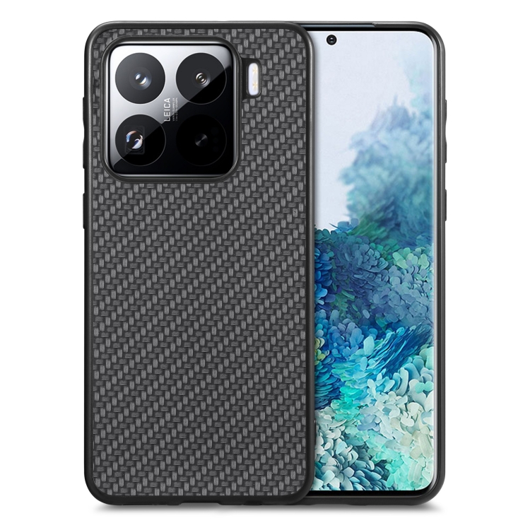 

For Xiaomi 15 Carbon Fiber Texture Leather Back Cover Phone Case(Black)