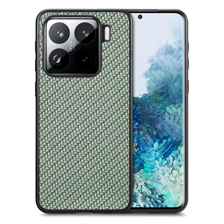 

For Xiaomi 15 Carbon Fiber Texture Leather Back Cover Phone Case(Green)