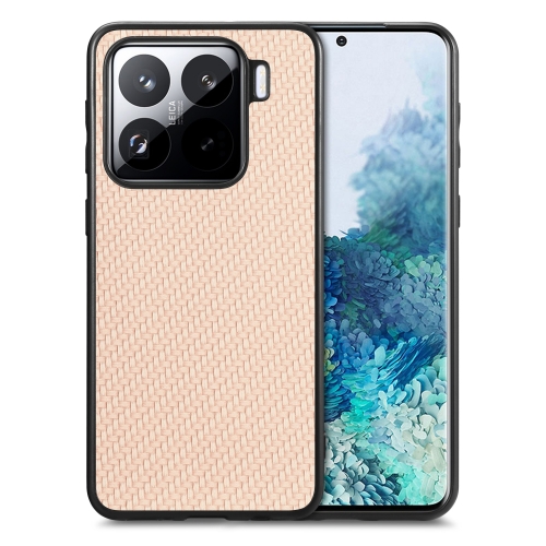 

For Xiaomi 15 Pro Carbon Fiber Texture Leather Back Cover Phone Case(Khaki)