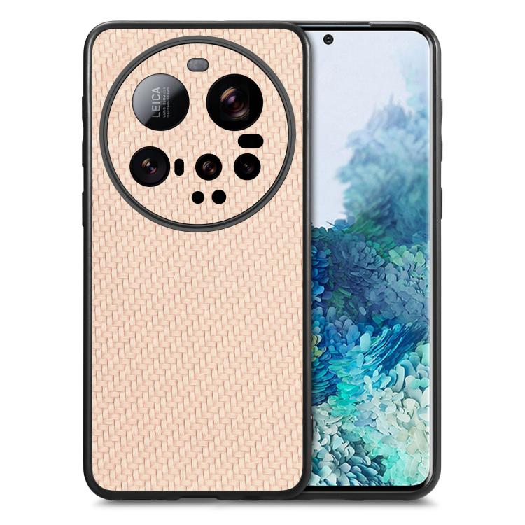 

For Xiaomi 15 Ultra Carbon Fiber Texture Leather Back Cover Phone Case(Khaki)