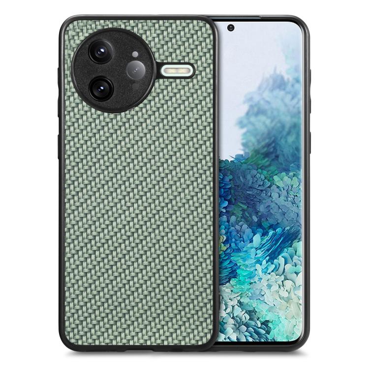 

For Redmi K80 Pro / Poco F7 Ultra Carbon Fiber Texture Leather Back Cover Phone Case(Green)