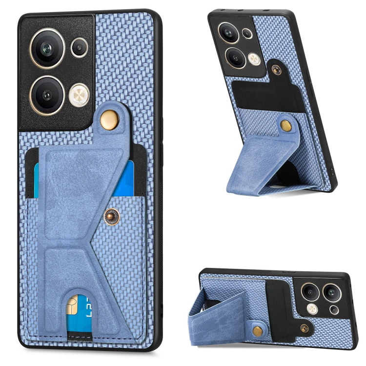 

For OPPO Reno9 Pro+ Carbon Fiber Wallet Flip Card K-shaped Holder Phone Case(Blue)