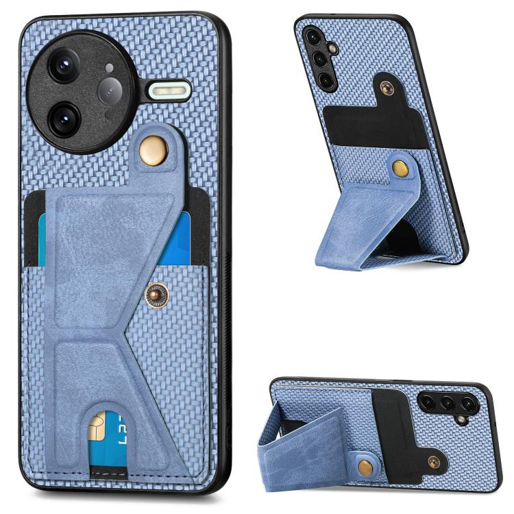 

For Redmi K80 Pro / Poco F7 Ultra Carbon Fiber Wallet Flip Card K-shaped Holder Phone Case(Blue)