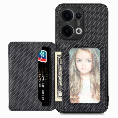 

For OPPO Reno13 Pro Carbon Fiber Magnetic Card Bag Phone Case(Black)