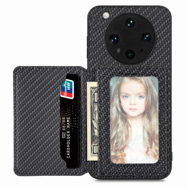

For OPPO Find X8 Ultra Carbon Fiber Magnetic Card Bag Phone Case(Black)