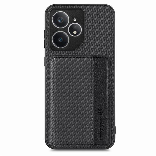 

For Realme Neo7 Carbon Fiber Magnetic Card Bag Phone Case(Black)