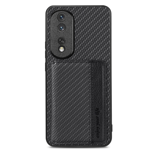 

For Honor 80 Pro Carbon Fiber Magnetic Card Bag Phone Case(Black)