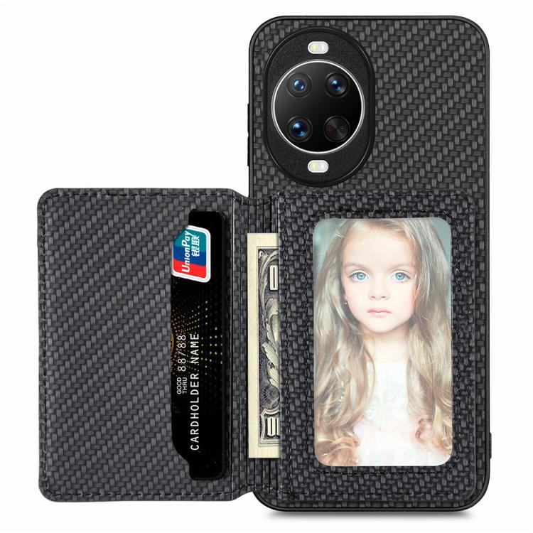 

For Huawei nova 14 Ultra Carbon Fiber Magnetic Card Bag Phone Case(Black)