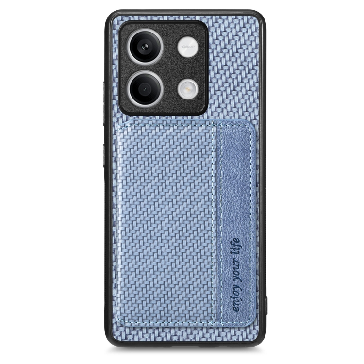 

For Redmi Note 13 5G Carbon Fiber Magnetic Card Bag Phone Case(Blue)