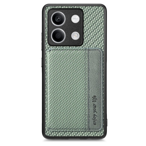 

For Redmi Note 13 5G Carbon Fiber Magnetic Card Bag Phone Case(Green)
