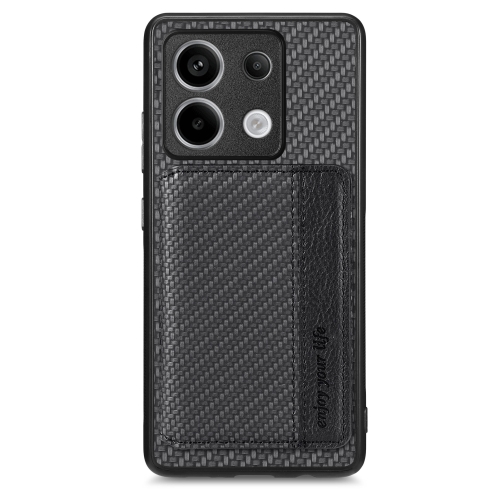 

For Redmi Note 13 Pro 5G Carbon Fiber Magnetic Card Bag Phone Case(Black)