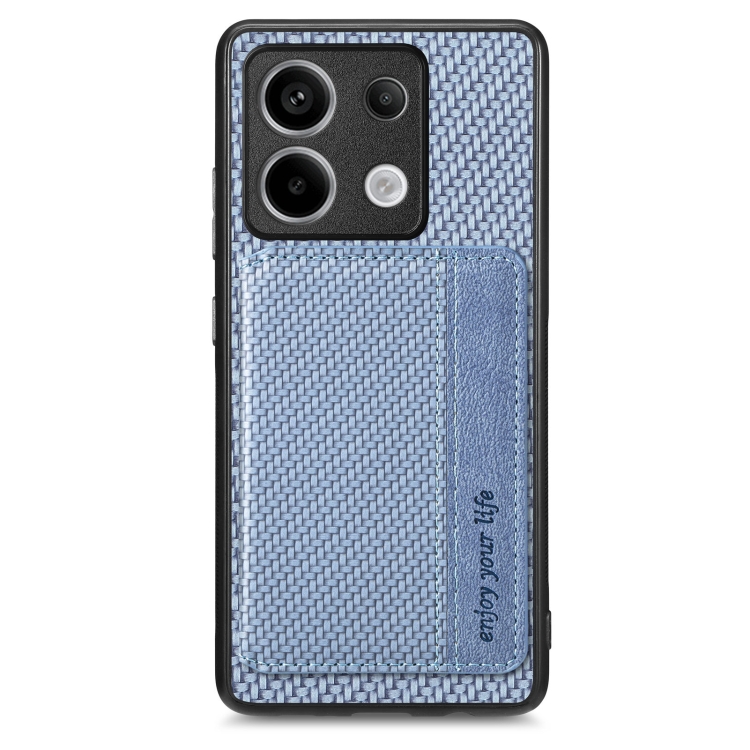 

For Redmi Note 13 Pro 5G Carbon Fiber Magnetic Card Bag Phone Case(Blue)