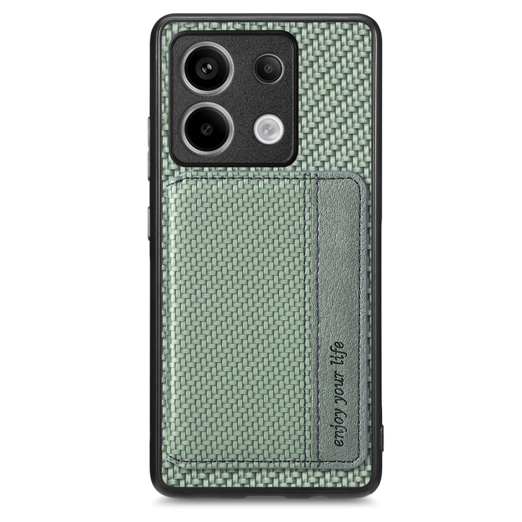 

For Redmi Note 13 Pro 5G Carbon Fiber Magnetic Card Bag Phone Case(Green)