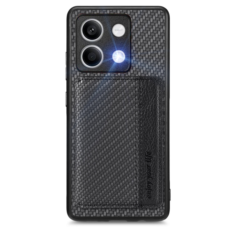 

for Redmi Note 13 4G Carbon Fiber Magnetic Card Bag Phone Case(Black)