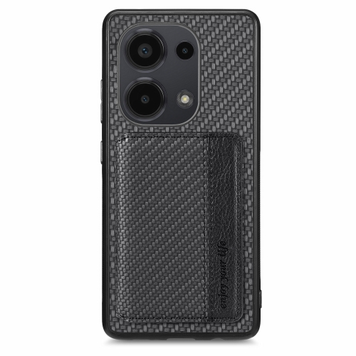 For Redmi Note 13 Pro 4G Carbon Fiber Magnetic Card Bag Phone Case(Black) for garmin forerunner 965 enkay hat prince transparent tpu frame drop protection case orange