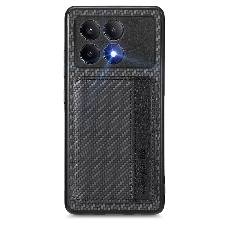 

For Xiaomi Poco X6 Pro Carbon Fiber Magnetic Card Bag Phone Case(Black)