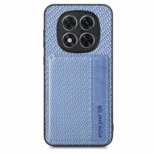 

For Redmi Note 14 5G Carbon Fiber Magnetic Card Bag Phone Case(Blue)