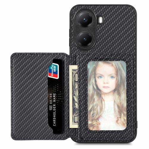 

For Redmi Turbo 4 Carbon Fiber Magnetic Card Bag Phone Case(Black)