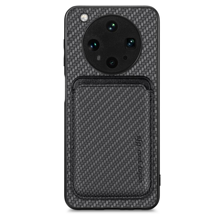 

For OPPO Find X8 Ultra Carbon Fiber Leather Card Magsafe Magnetic Phone Case(Black)