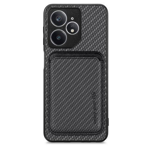 

For Realme Neo7 Carbon Fiber Leather Card Magsafe Phone Case(Black)