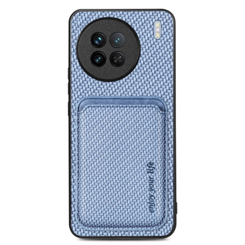 

For vivo X90 Carbon Fiber Leather Card Magsafe Phone Case(Blue)