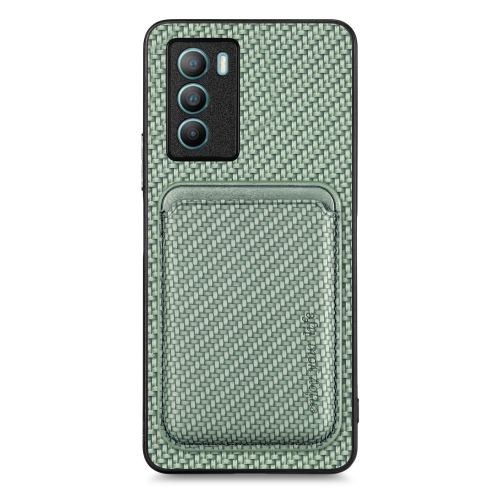 

For vivo T1 Carbon Fiber Leather Card Magsafe Phone Case(Green)