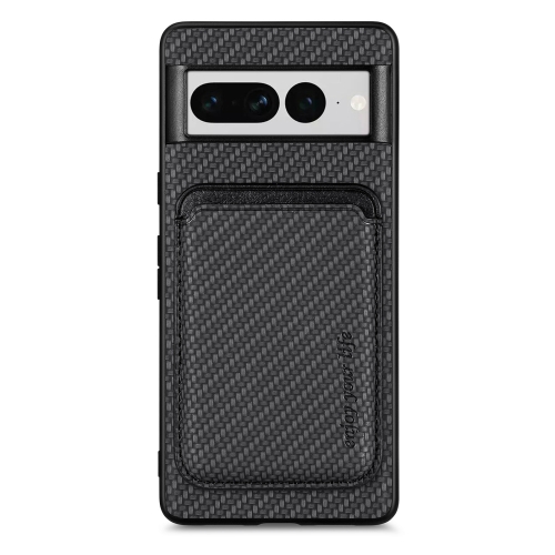 

For Google Pixel 7 Pro Carbon Fiber Leather Card Magsafe Phone Case(Black)
