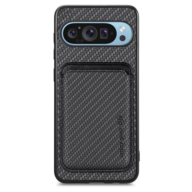 

For Google Pixel 10 Pro XL Carbon Fiber Leather Card Magsafe Phone Case(Black)