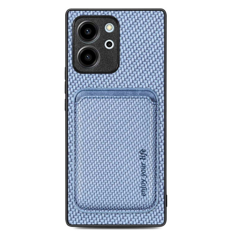 

For Honor 80 SE Carbon Fiber Leather Card Magsafe Phone Case(Blue)