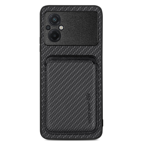 

For Xiaomi POCO M5 4G Carbon Fiber Leather Card Magsafe Phone Case(Black)