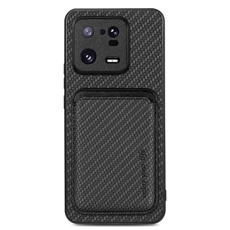 

For Xiaomi 13 Pro Carbon Fiber Leather Card Magnetic Phone Case(Black)