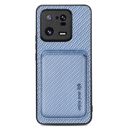 

For Xiaomi 13 Pro Carbon Fiber Leather Card Magsafe Phone Case(Blue)