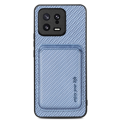 

For Xiaomi 13 Carbon Fiber Leather Card Magsafe Phone Case(Blue)