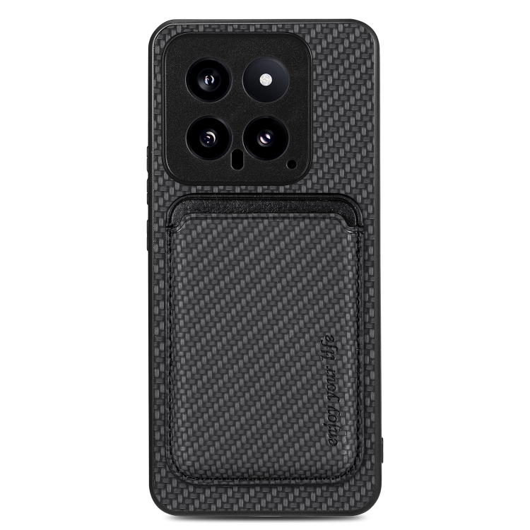 

For Xiaomi 14 Carbon Fiber Leather Card Magnetic Phone Case(Black)