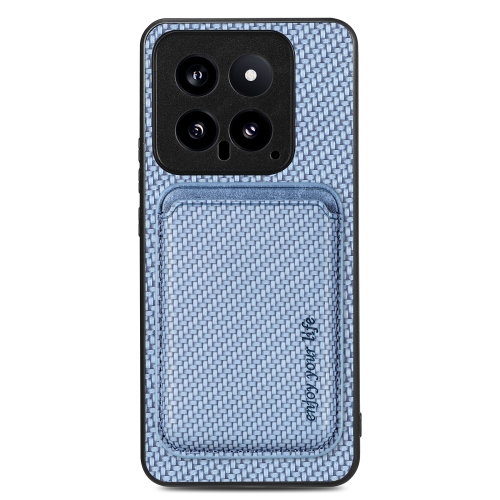 

For Xiaomi 14 Carbon Fiber Leather Card Magnetic Phone Case(Blue)