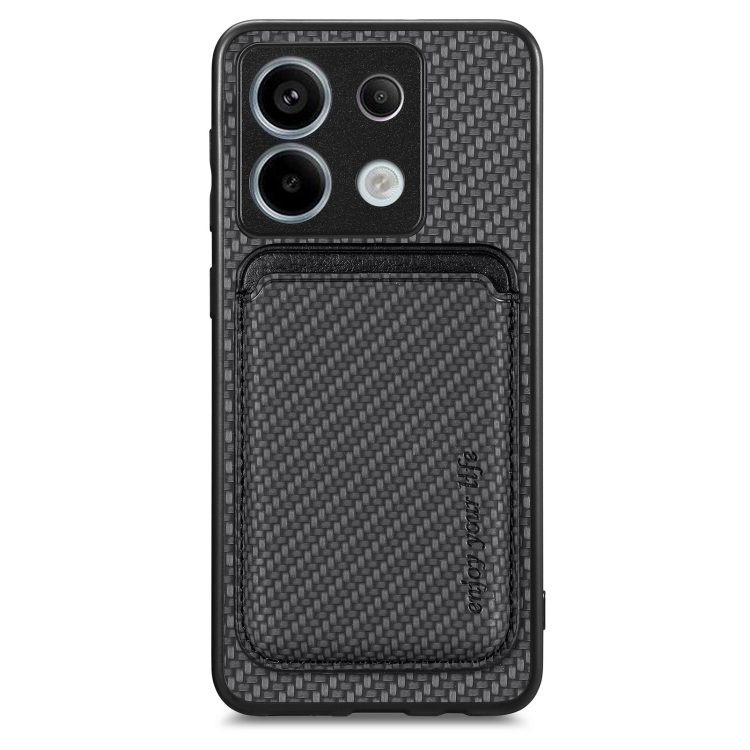 

For Xiaomi Redmi Note 13 4G Carbon Fiber Leather Card Magnetic Phone Case(Black)