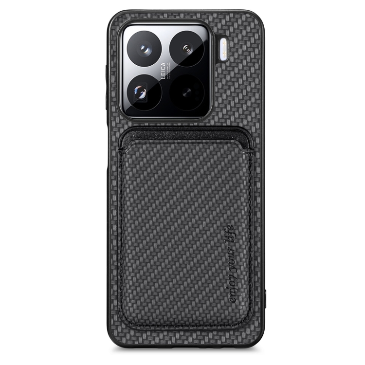 

For Xiaomi 15 Pro Carbon Fiber Leather Card Magnetic Phone Case(Black)