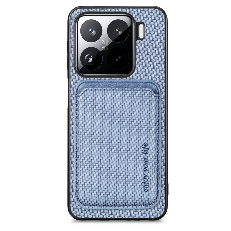 

For Xiaomi 15 Pro Carbon Fiber Leather Card Magnetic Phone Case(Blue)