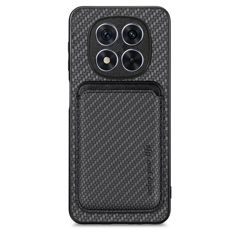 

For Xiaomi Redmi Note 14 5G Carbon Fiber Leather Card Magnetic Phone Case(Black)