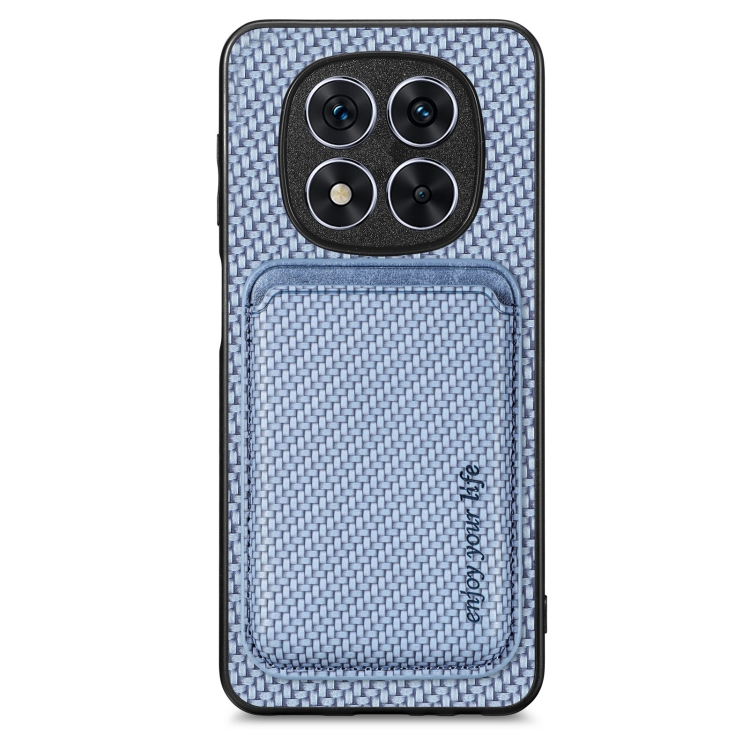 

For Xiaomi Redmi Note 14 5G Carbon Fiber Leather Card Magnetic Phone Case(Blue)