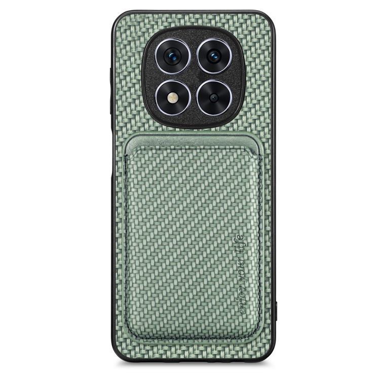 

For Xiaomi Redmi Note 14 5G Carbon Fiber Leather Card Magnetic Phone Case(Green)