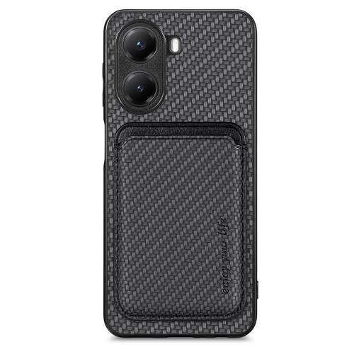 

For Redmi Turbo 4 Carbon Fiber Leather Card Magnetic Phone Case(Black)